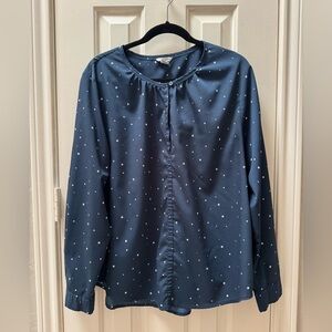 Bass XXL Navy Star Pattern Popover Blouse